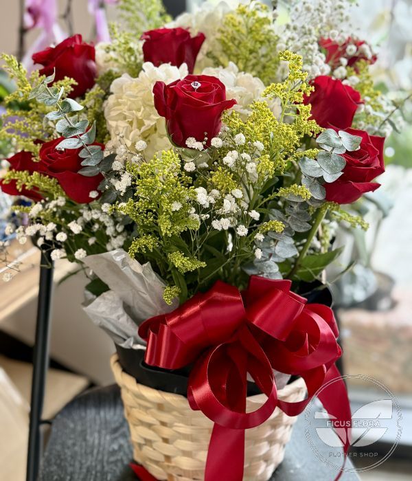 Crimson Elegance Basket. Flowers Ontario