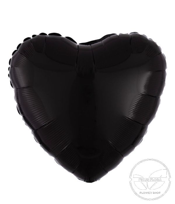 18 Black Heart Flat Balloon