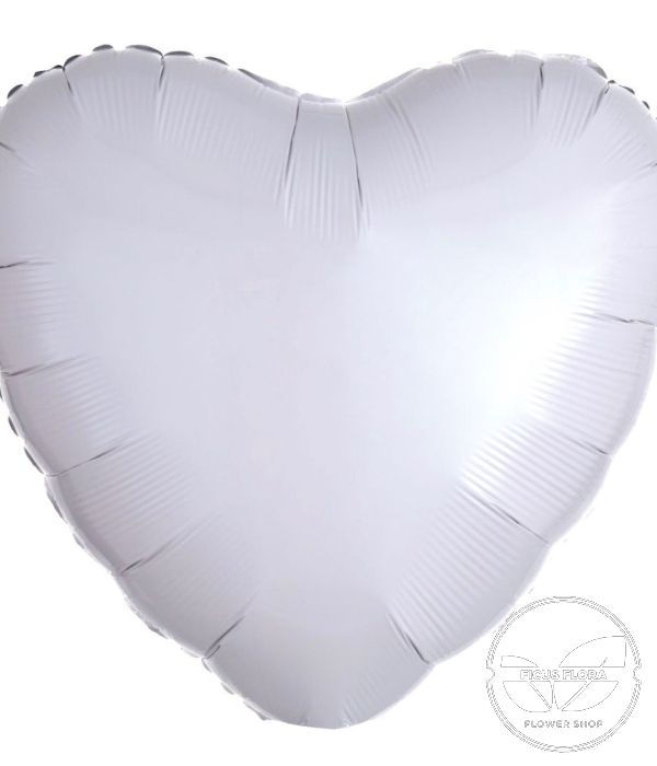 18 Metallic White Heart Flat Balloon