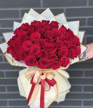 Scarlet Embrace - 50 Roses. Fresh flower bouquets in Toronto