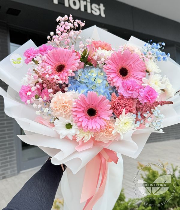 Spring Bliss: Hydrangea & Gerbera Mother's Day Bouquet