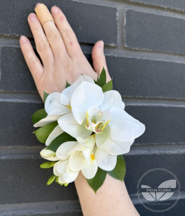 Elegant White Orchid Corsage & Boutonniere Set | Prom & Wedding Toronto | Ficus Flora
