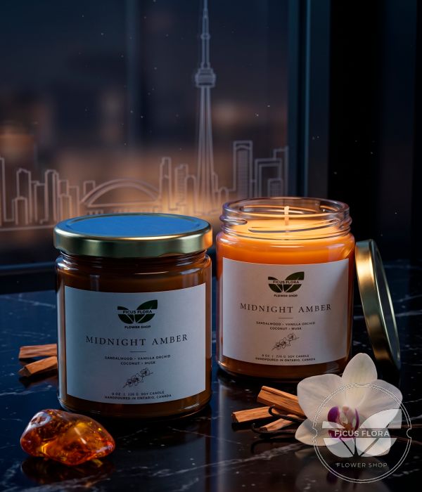 Midnight Amber Hand-Poured Soy Candle (8 oz)