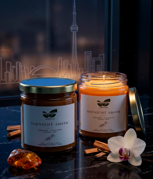 Midnight Amber Hand-Poured Soy Candle (8 oz). Fresh flower bouquets in Toronto