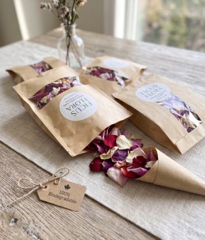100% Natural Dried Rose Petal Confetti (Eco-Friendly & Biodegradable). Fresh flower bouquets at Ficus Flora flower shop in North York