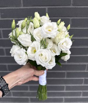 Pure Elegance White Lisianthus Bridal Bouquet. Fresh flower bouquets at Ficus Flora flower shop in North York