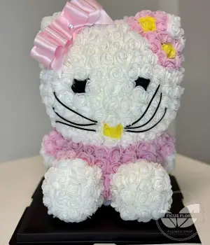 Floral Hello Kitty Rose Bear Arrangement. Fresh flower bouquets in Toronto