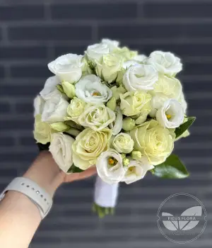 Elegant White Rose & Lisianthus Bridal Bouquet. Fresh flower bouquets in Toronto