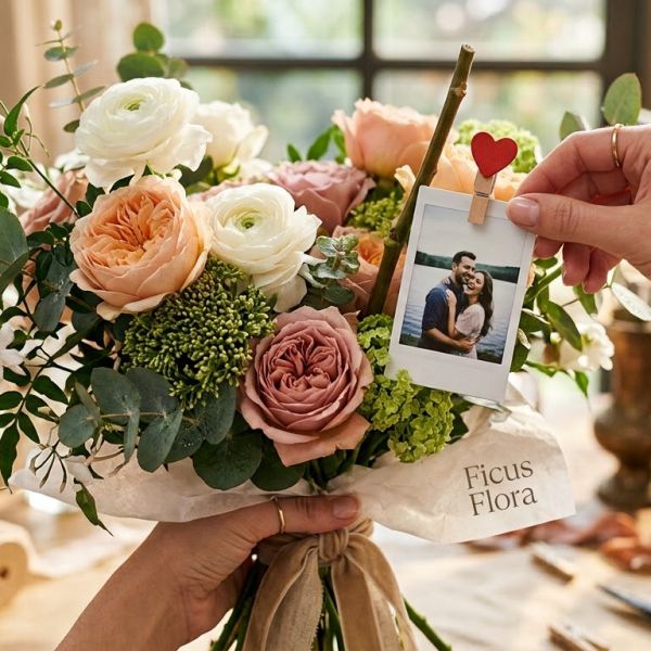 The Art of Gifting: Adding a Custom Polaroid Vintage to Your Ficus Flora Bouquet